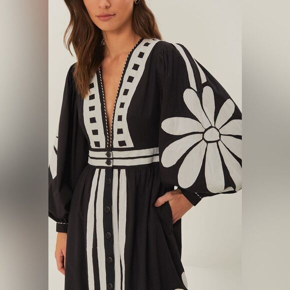 Farm Rio Black Nature Buttoned Maxi Dress - Picture 3 of 7